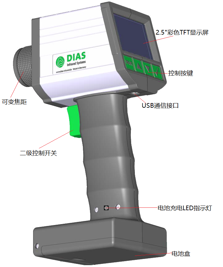 德國DIAS便攜式紅外測(cè)溫儀DG80NV主要操作功能鍵
